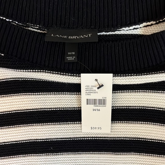 Lane Bryant-Black/White Striped Sweater - Picture 4 of 15